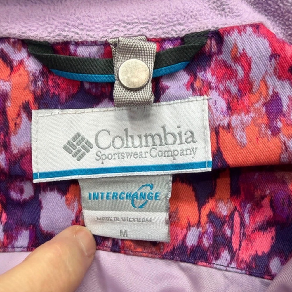 Columbia Jacket Kids Medium Purple Floral Omni-Tech Waterproof Winter Ski Coat - Picture 6 of 11
